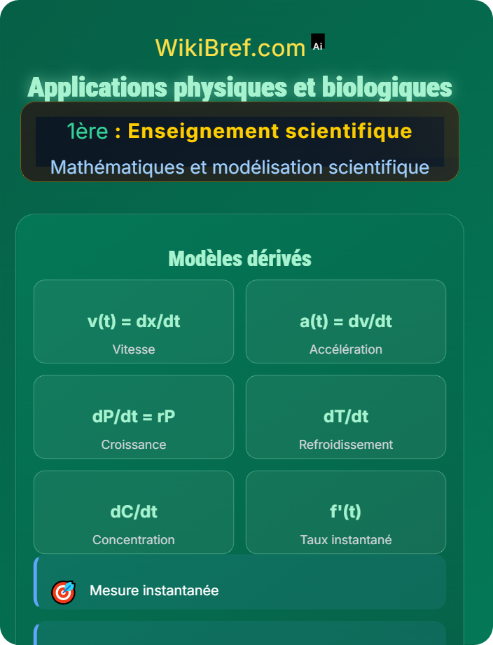 Applications physiques et biologiques Variation instantanée et nombre dérivé