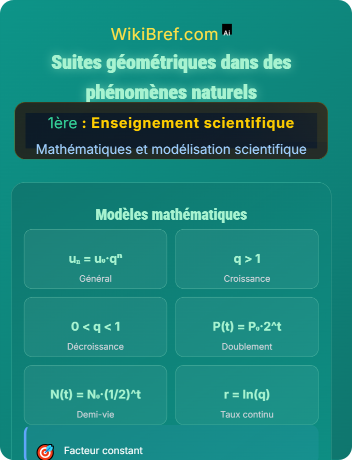 Suites géométriques dans des phénomènes naturels Modèles exponentiels et suites géométriques