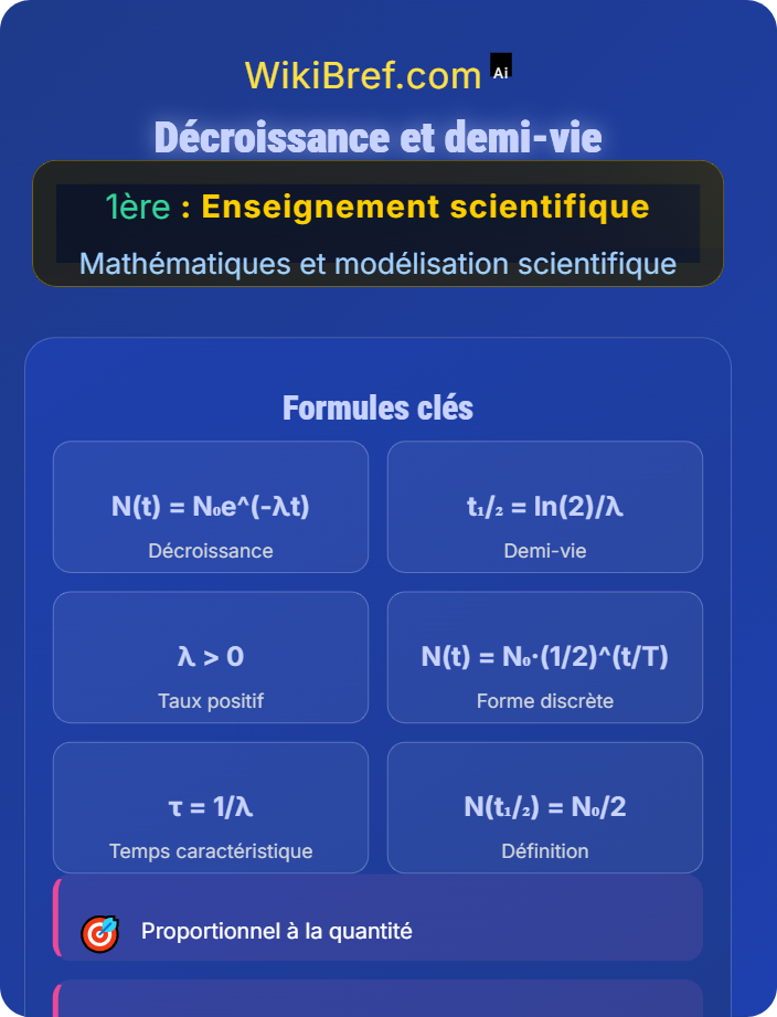 Décroissance et demi-vie Modèles exponentiels et suites géométriques