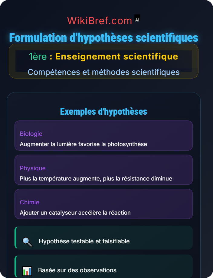 Formulation d’hypothèses scientifiques Méthodes expérimentales