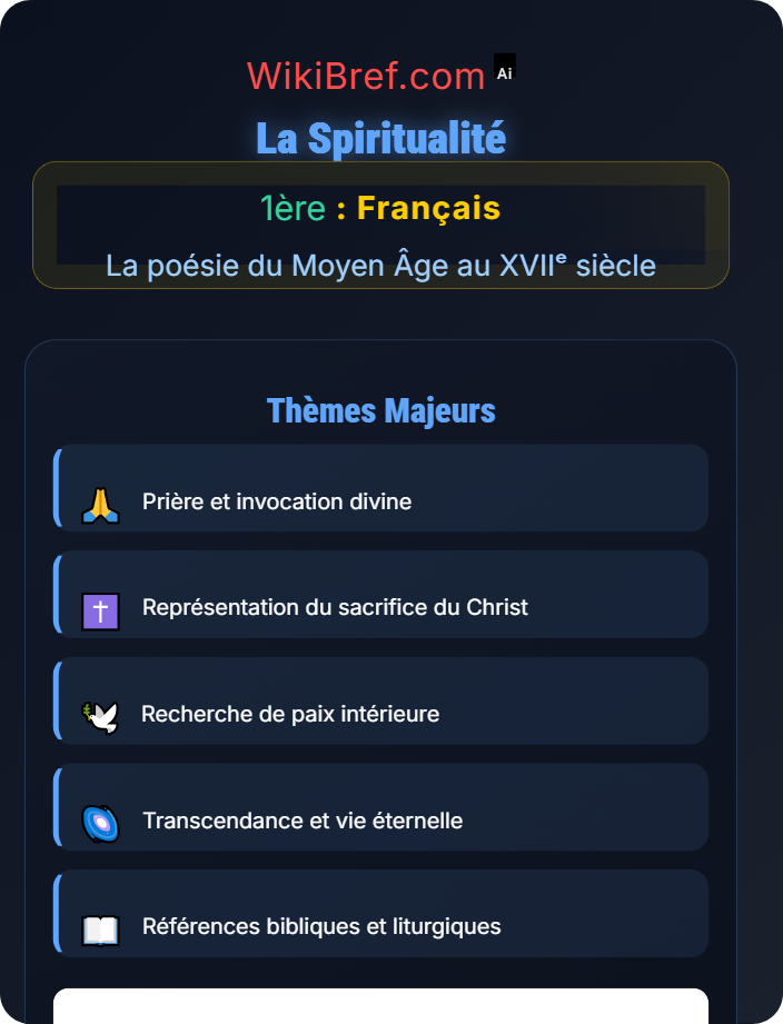La spiritualité Thèmes majeurs de la poésie