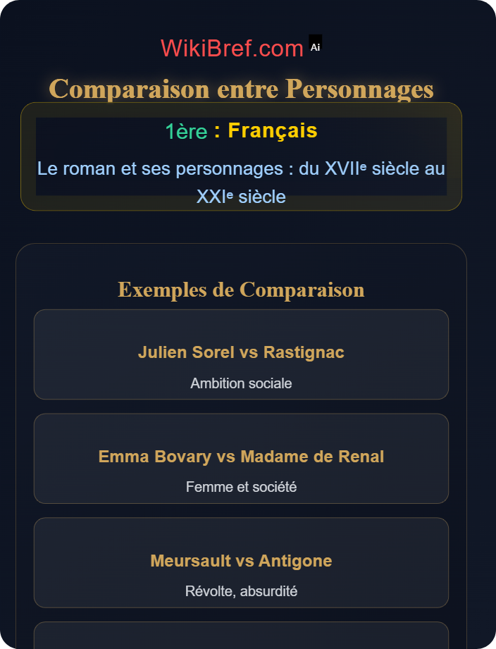 Comparaison entre personnages Le personnage de roman : fonctions et types