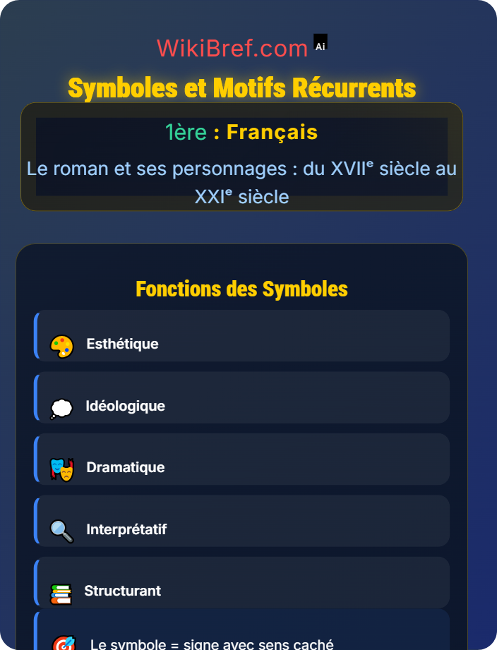 Symboles et motifs récurrents La lecture analytique du roman