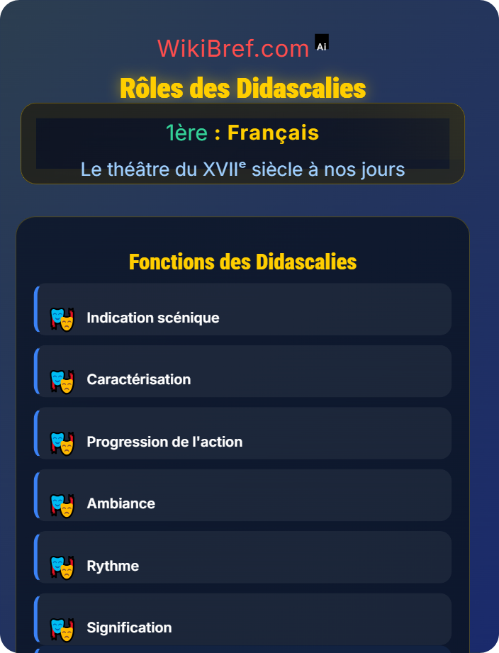 Rôles des didascalies Le texte dramatique
