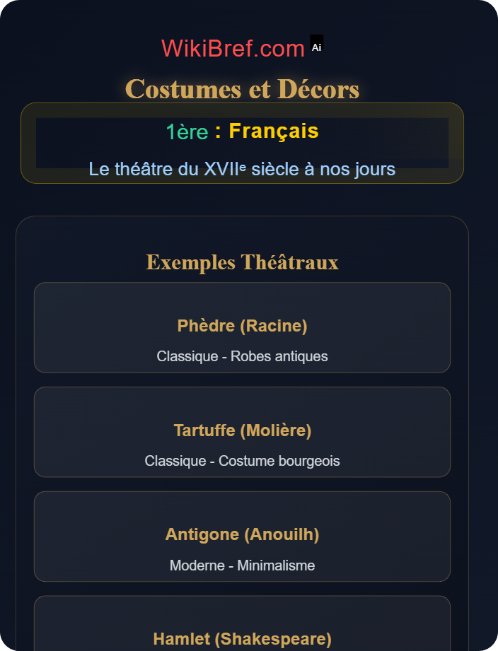 Costumes et décors Représentation et mise en scène