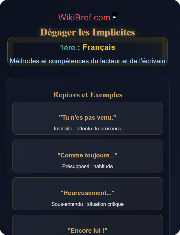 Dégager les implicites Lire et comprendre