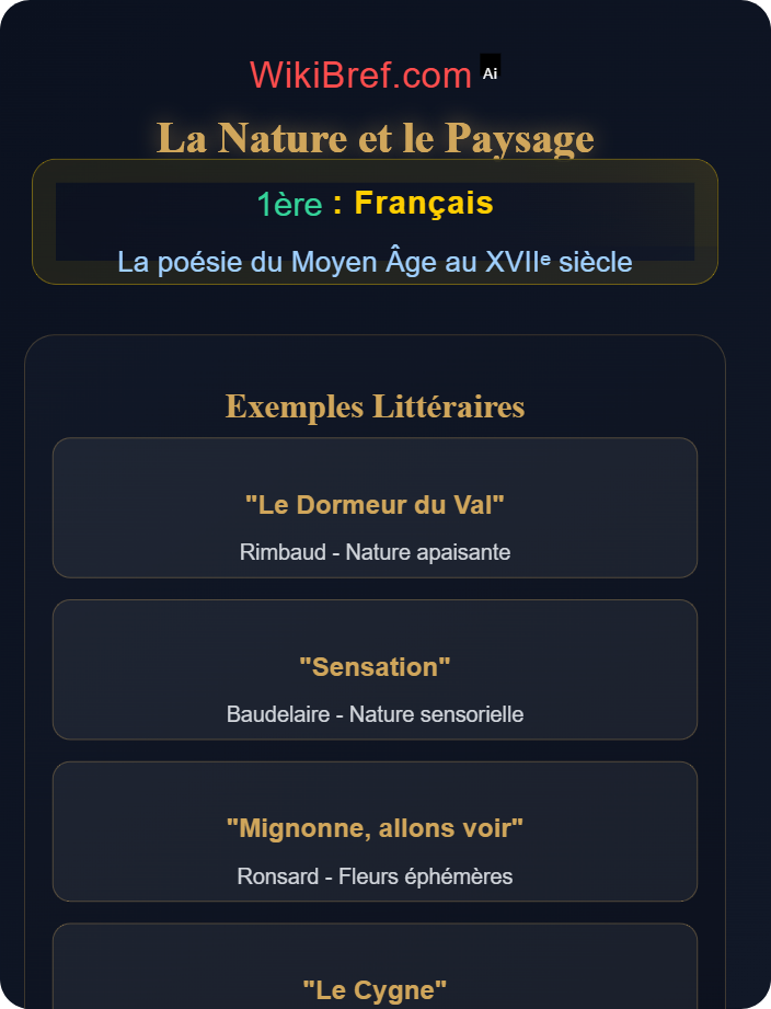 La nature et le paysage Thèmes majeurs de la poésie