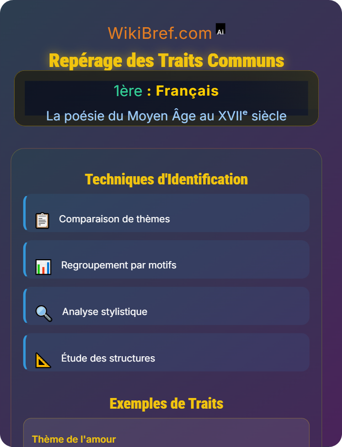 Repérage des traits communs Étude de corpus poétiques