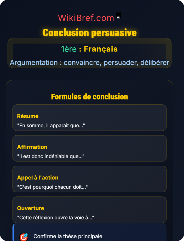 Conclusion persuasive Produire un texte argumentatif