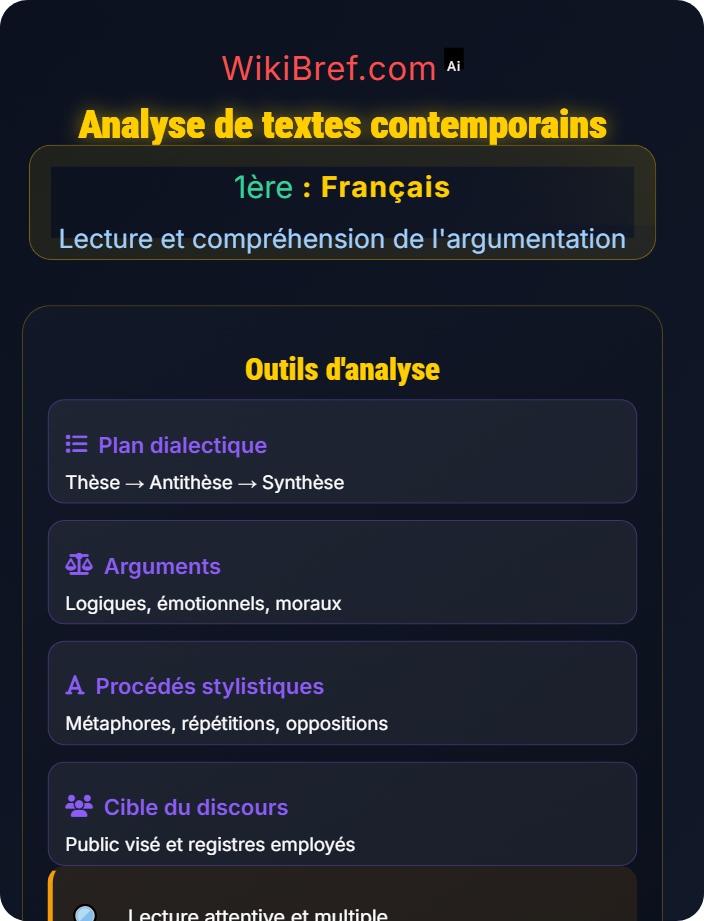 Analyse de textes contemporains Texte argumentatif et discours