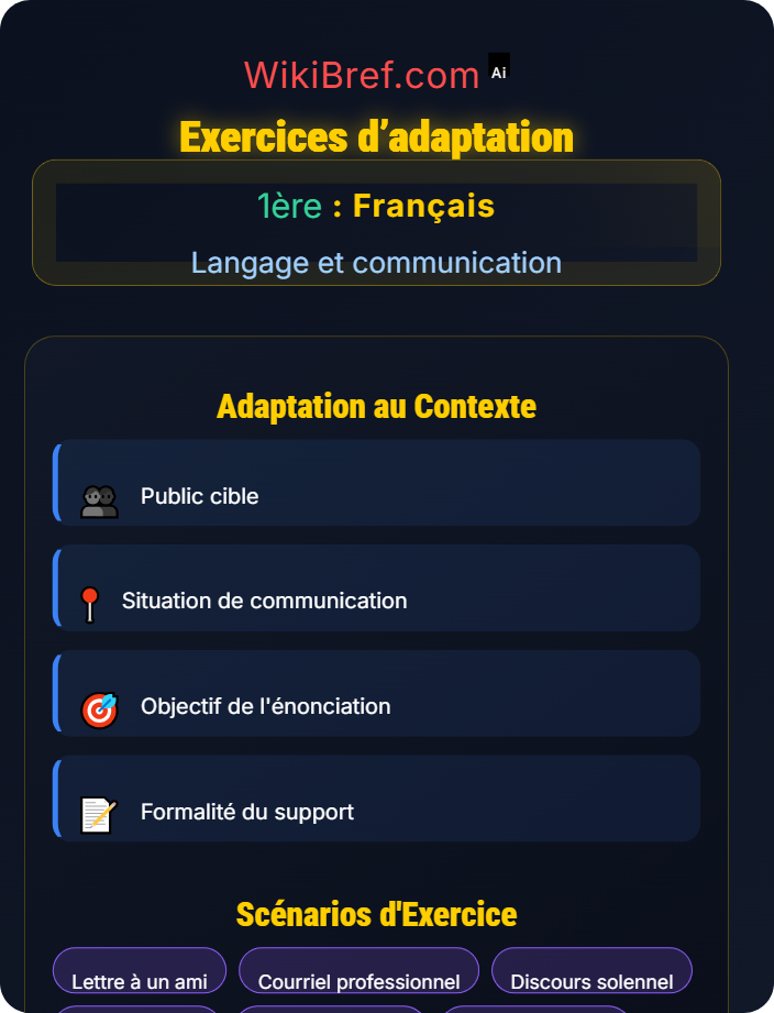Exercices d’adaptation Les registres et styles