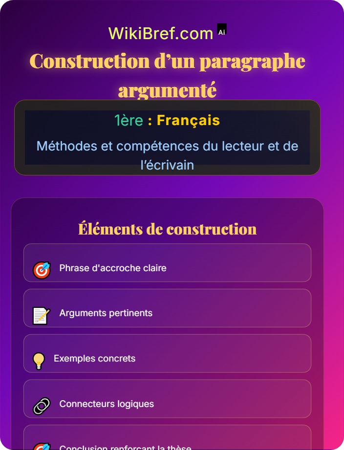 Construction d’un paragraphe argumenté Écrire de façon maîtrisée