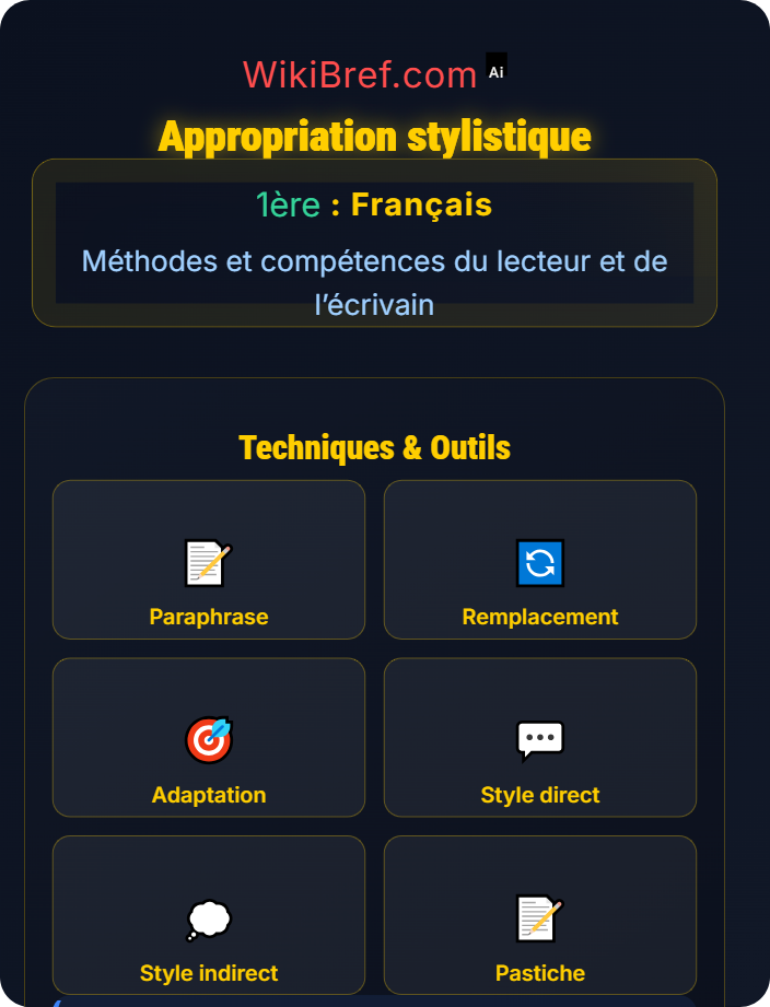 Appropriation stylistique Écrire de façon maîtrisée