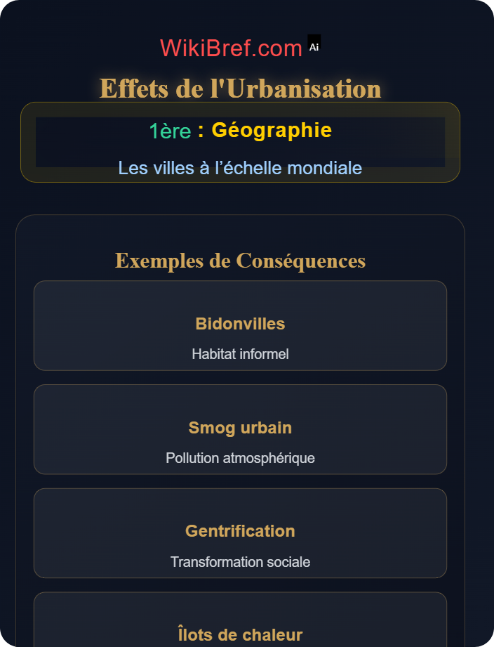 Conséquences sociales et écologiques Urbanisation et dynamiques urbaines
