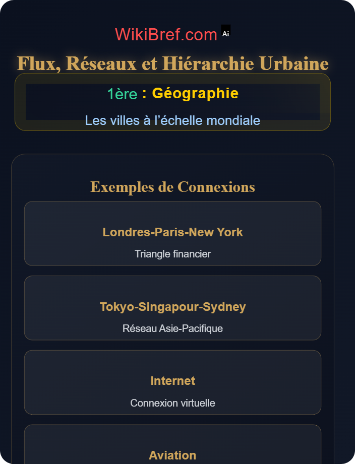 Flux, réseaux et centralités urbaines La métropolisation du monde