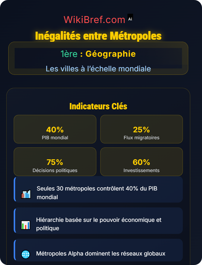 Inégalités entre métropoles La métropolisation du monde