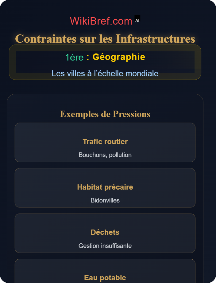 Pressions sur les infrastructures La croissance démographique et les villes