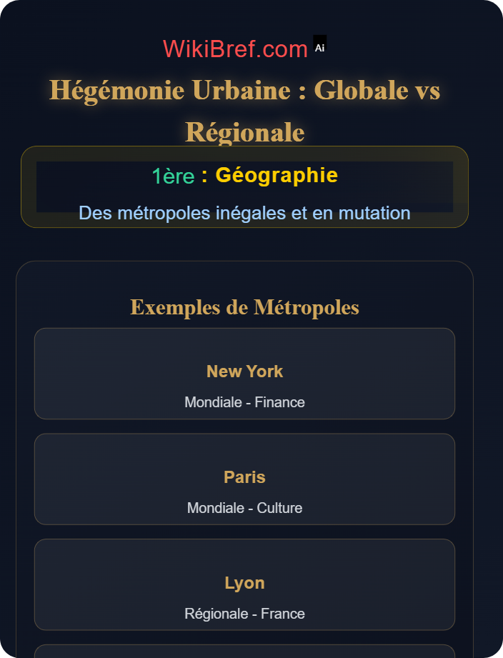 Métropoles globales vs régionales Hiérarchie des villes et attractivité