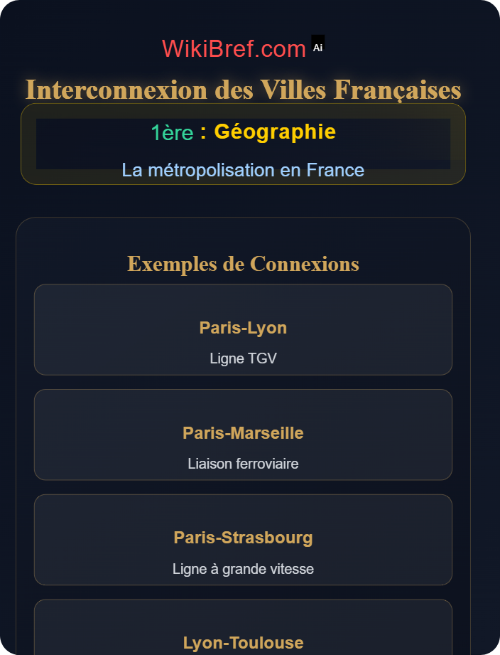 Interconnexion des villes françaises Processus de métropolisation en France