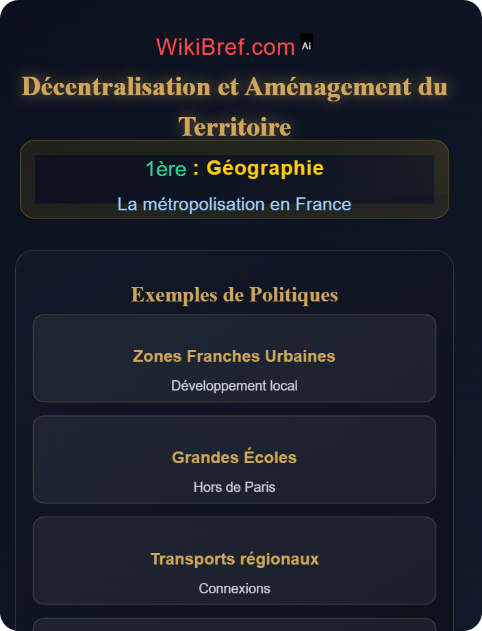 Décentralisation et aménagement du territoire Processus de métropolisation en France