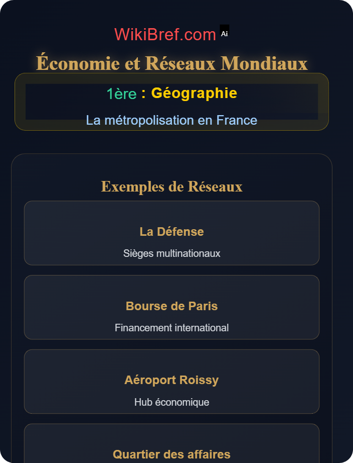 Économie et réseaux internationaux Paris et grandes aires urbaines