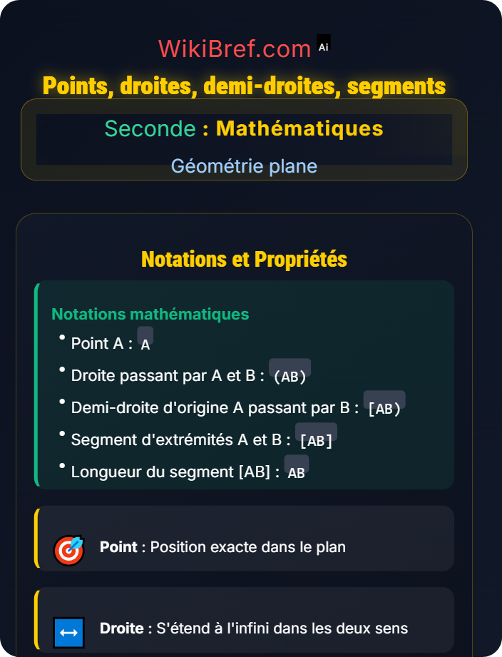 Points, droites, demi-droites, segments Notions de base de géométrie plane