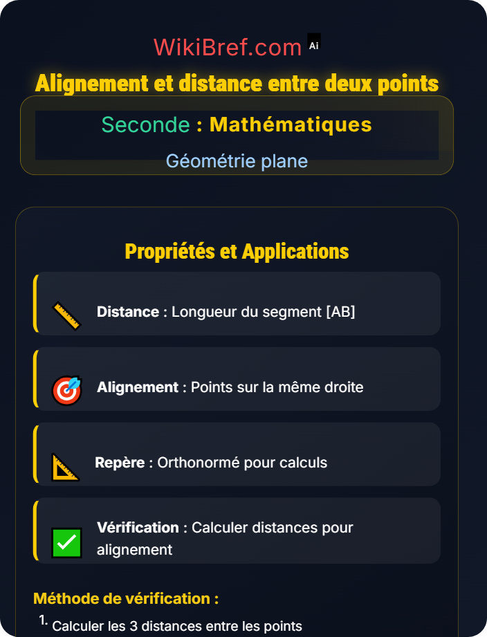 Alignement et distance entre deux points Notions de base de géométrie plane