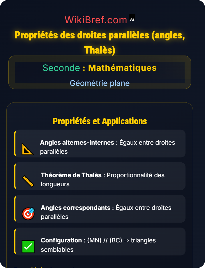 Propriétés des droites parallèles (angles, Thalès) Alignement et parallélisme