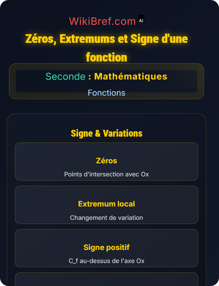 Zéros – extremums – signe Représentation graphique d’une fonction