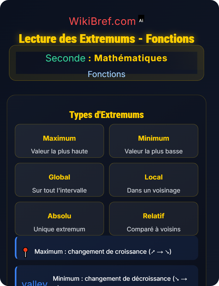 Lecture des extremums Variations de fonctions