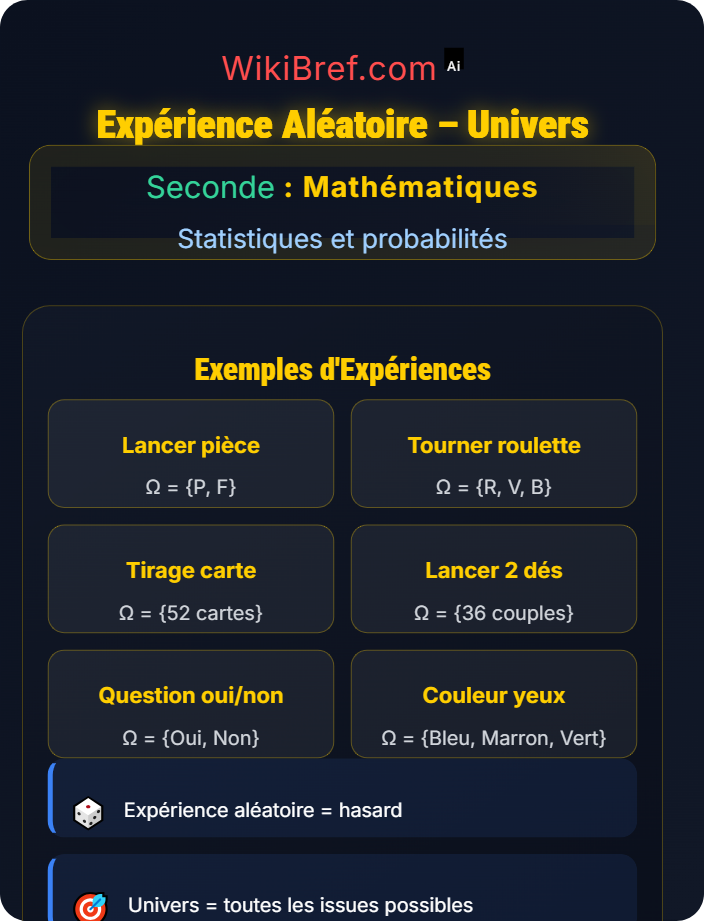 Expérience aléatoire – univers Vocabulaire des probabilités