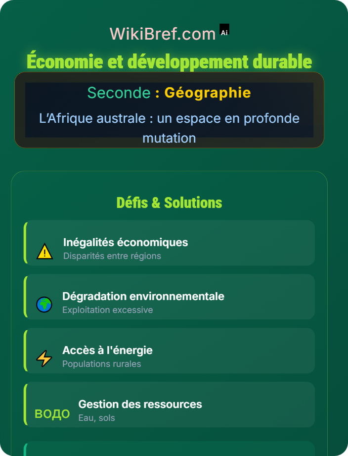 Économie et développement durable Les défis de la transition et du développement pour les pays d’Afrique australe inégalement développés