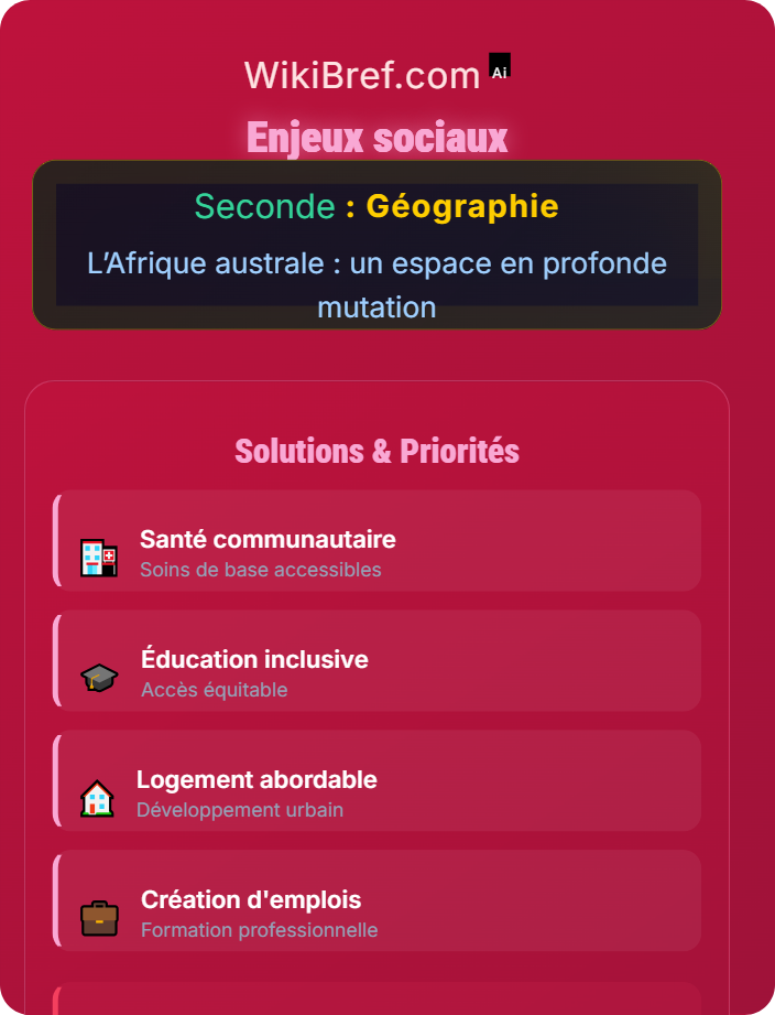 Enjeux sociaux Les défis de la transition et du développement pour les pays d’Afrique australe inégalement développés