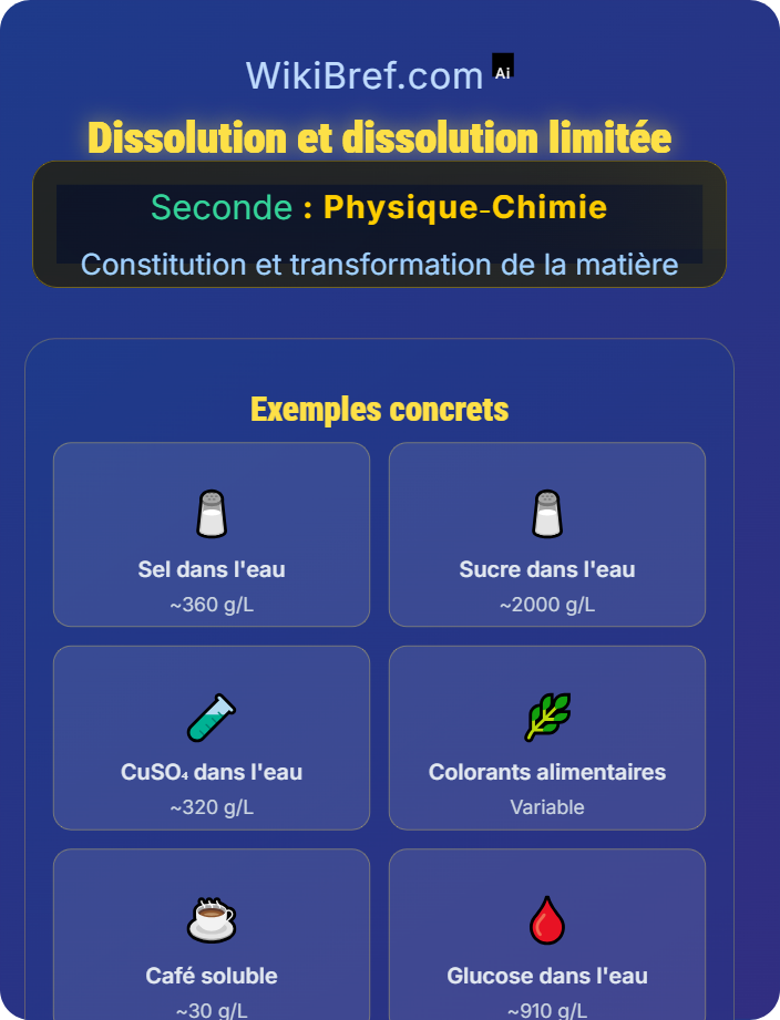 Dissolution et dissolution limitée Composition d'un mélange et solutions aqueuses