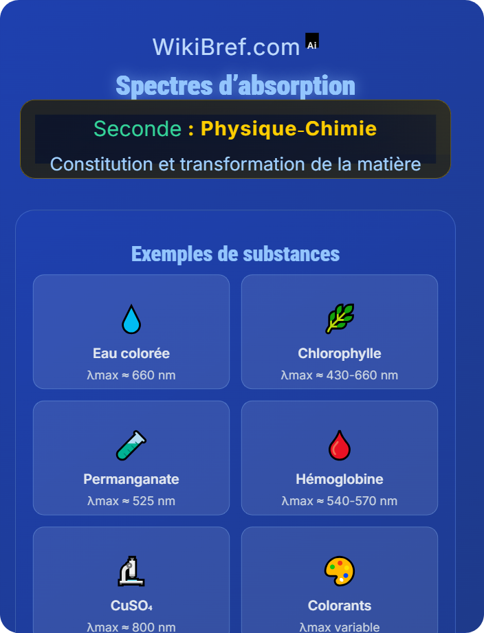 Spectres d’absorption Identification d'une espèce chimique