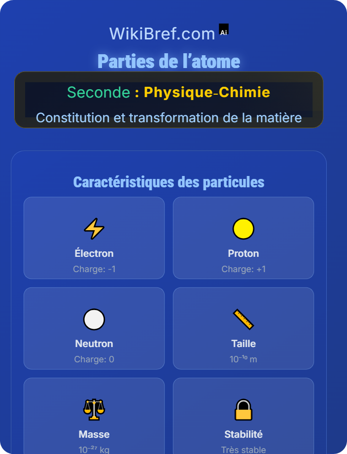 Parties de l’atome Structure de l’atome