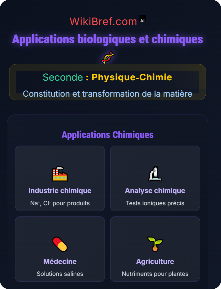 Applications biologiques et chimiques Entités chimiques stables et ions