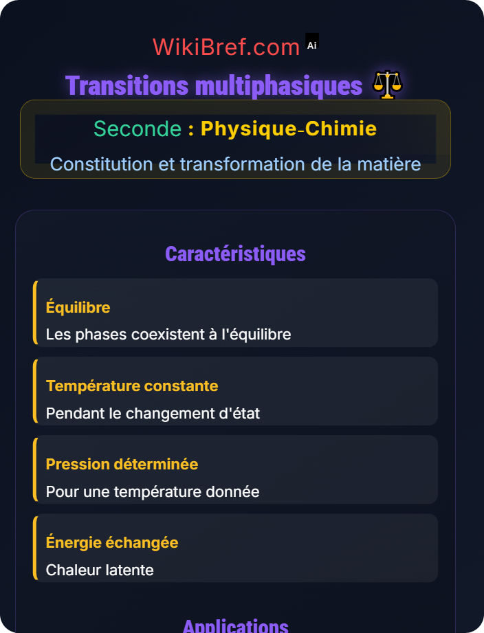 Transitions multiphasiques Transformations physiques