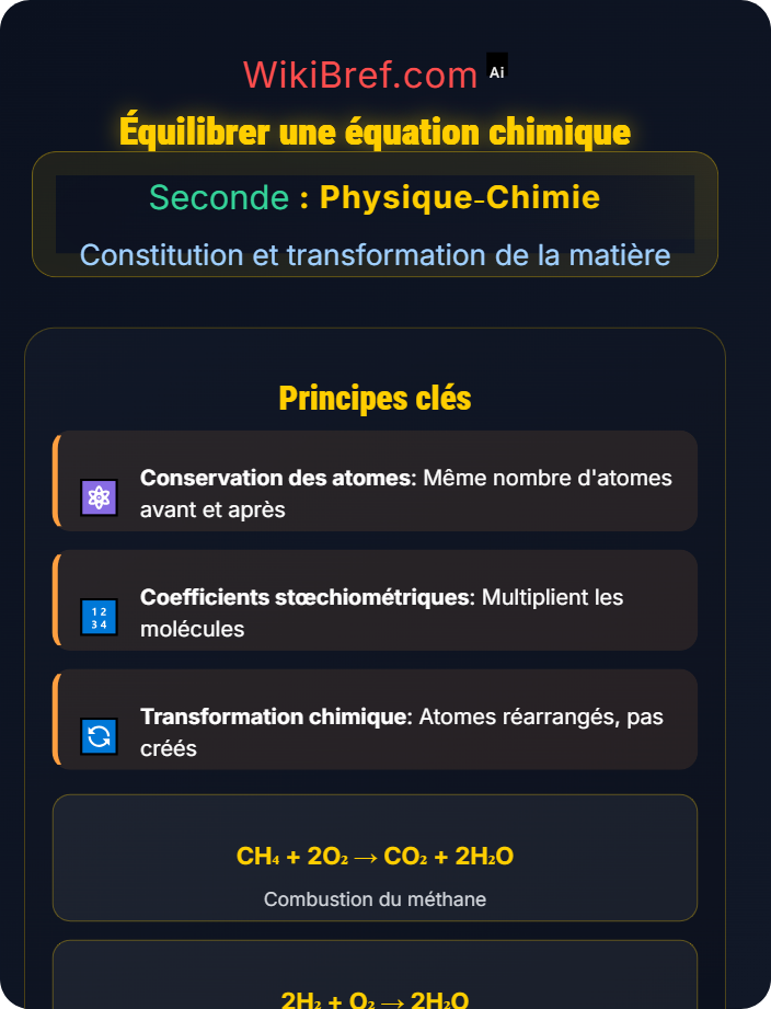 Équilibrer une équation chimique Transformations chimiques