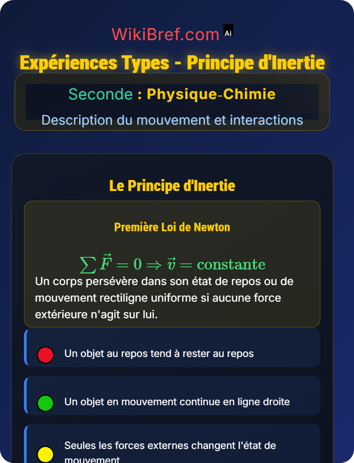 Expériences types Principe d’inertie