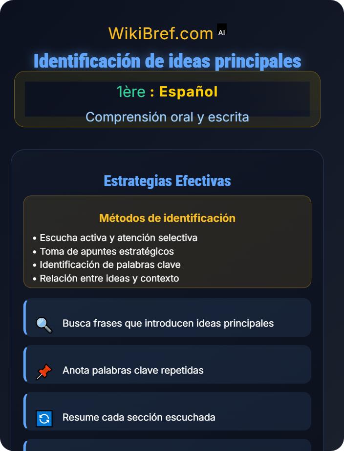 Identificación de ideas principales Comprensión oral