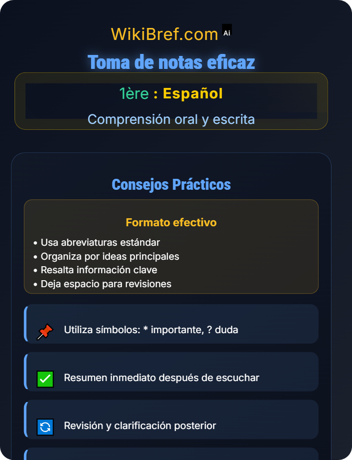 Toma de notas eficaz Comprensión oral