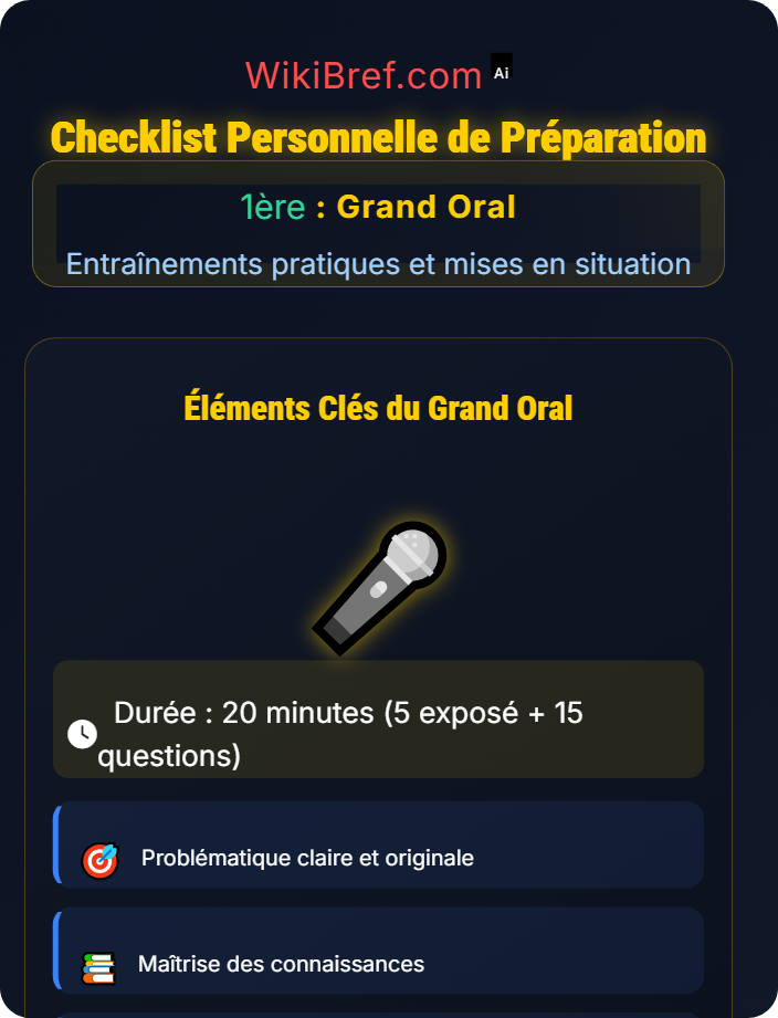 Checklist personnelle de préparation Checklist et auto-évaluation