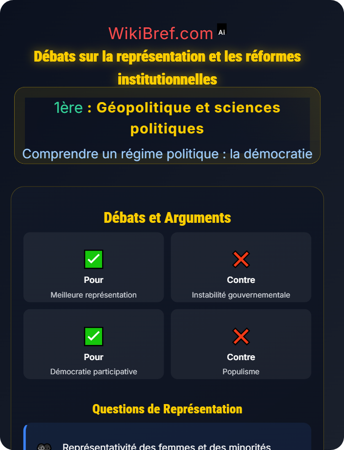 Débats sur la représentation et les réformes institutionnelles Crises et défis contemporains des démocraties