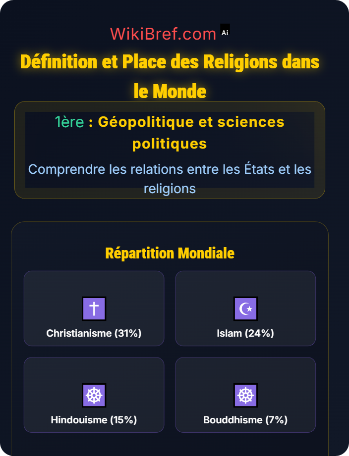 Définition et place des religions dans le monde Géopolitique des religions