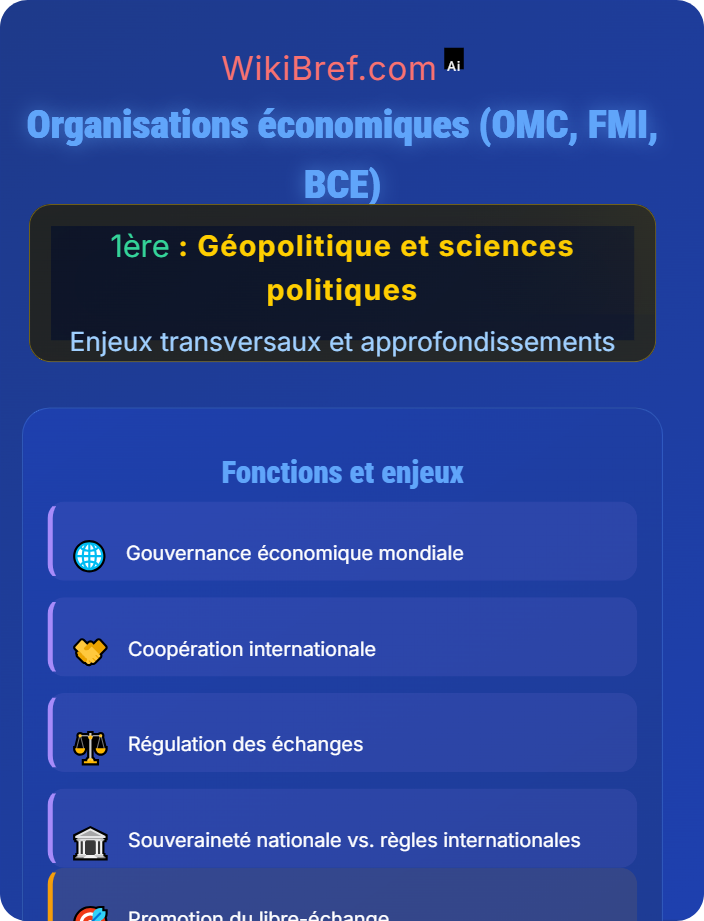 Organisations économiques (OMC, FMI, BCE) Géopolitique économique mondiale