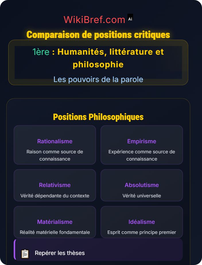 Comparaison de positions critiques L’autorité de la parole
