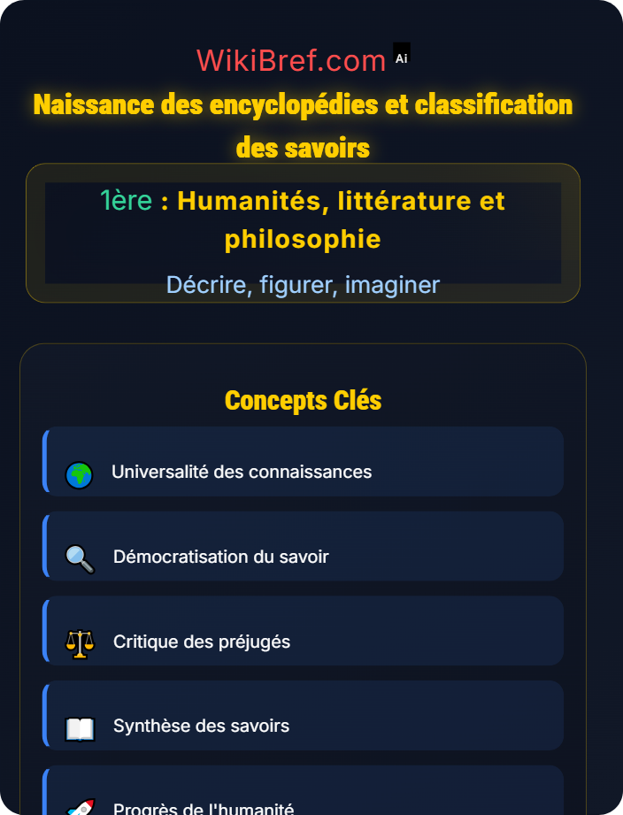 Naissance des encyclopédies et classification des savoirs Dire le monde : l’entreprise encyclopédique