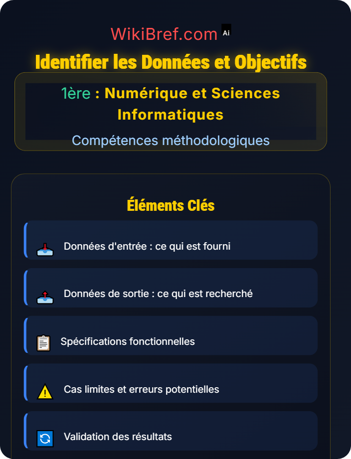 Identifier les données et objectifs Conception et décomposition de problèmes