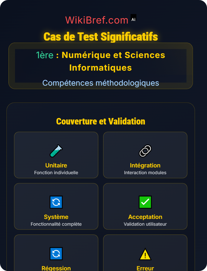 Cas de test significatifs Tests et validation